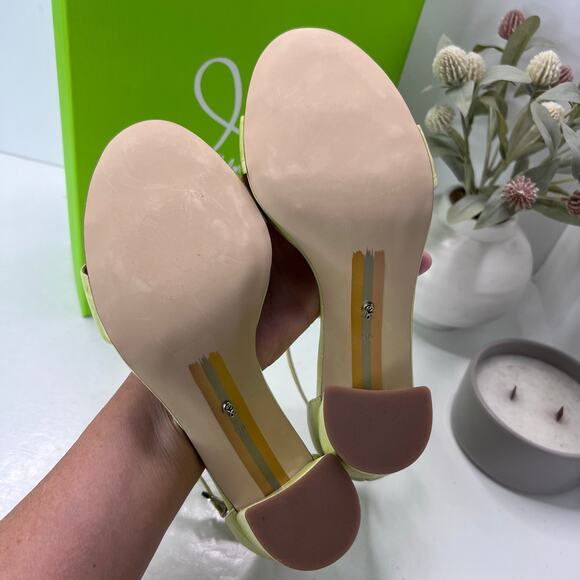 Sam Edelman Yaro Ankle Strap Block Heel Sandal Kiwi Croc Women 9.5M Tried On - Picture 9 of 11